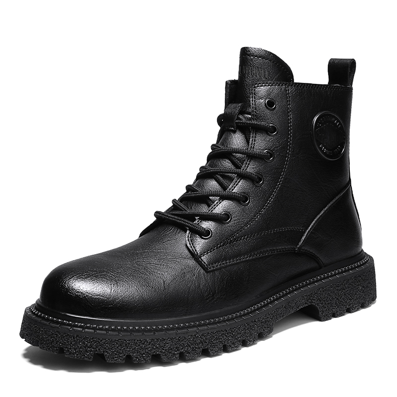 

Dunnu Мужские ботинки Martin черно-серые с черной флисовой подкладкой, цвет Black Fleece-Lined