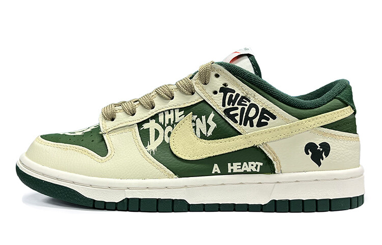 

Кроссовки Nike Dunk Skateboard Shoes Women's Low-Top Beige Green