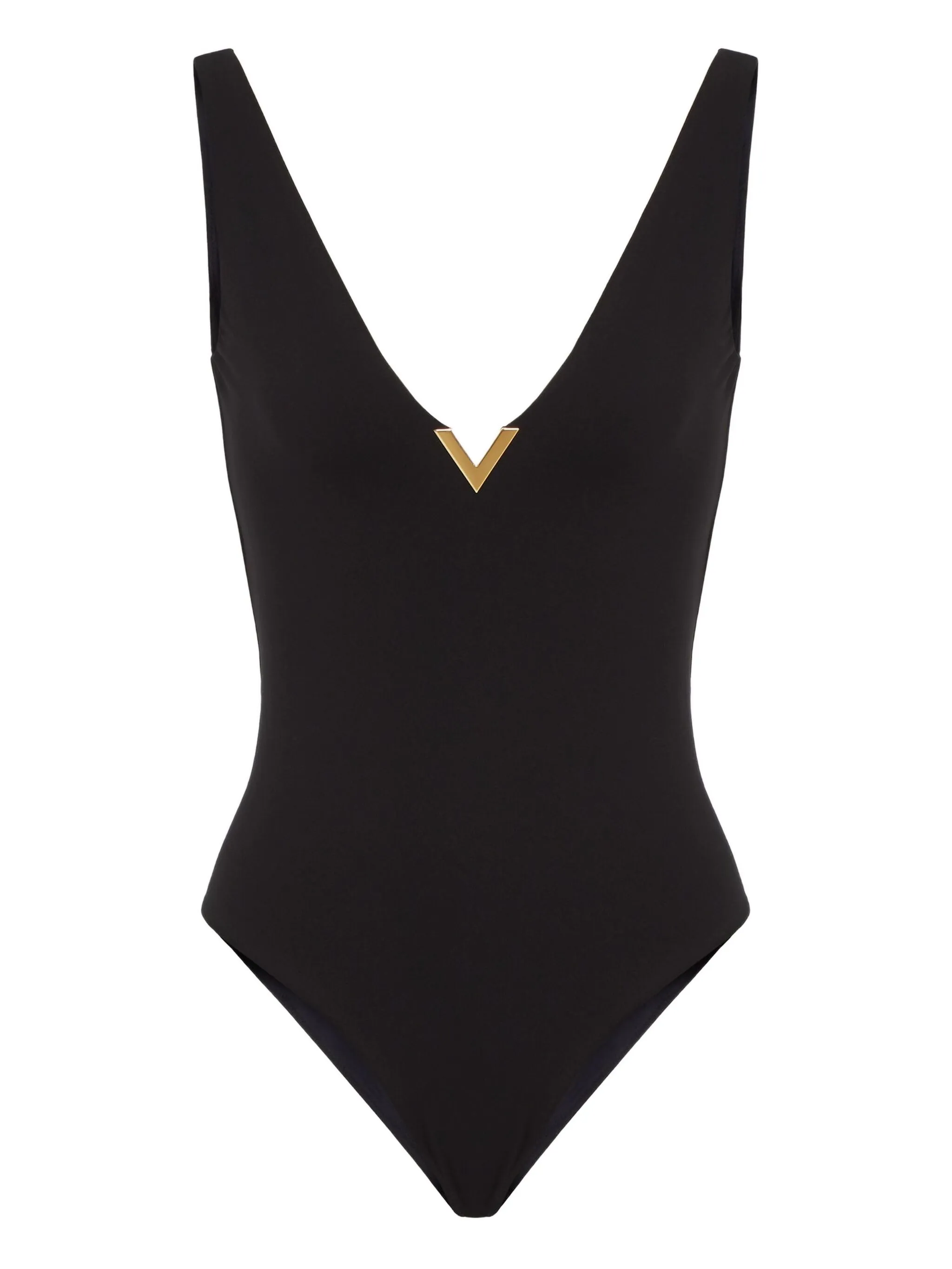 

Купальник с V-образным вырезом и логотипом Valentino Garavani, черный