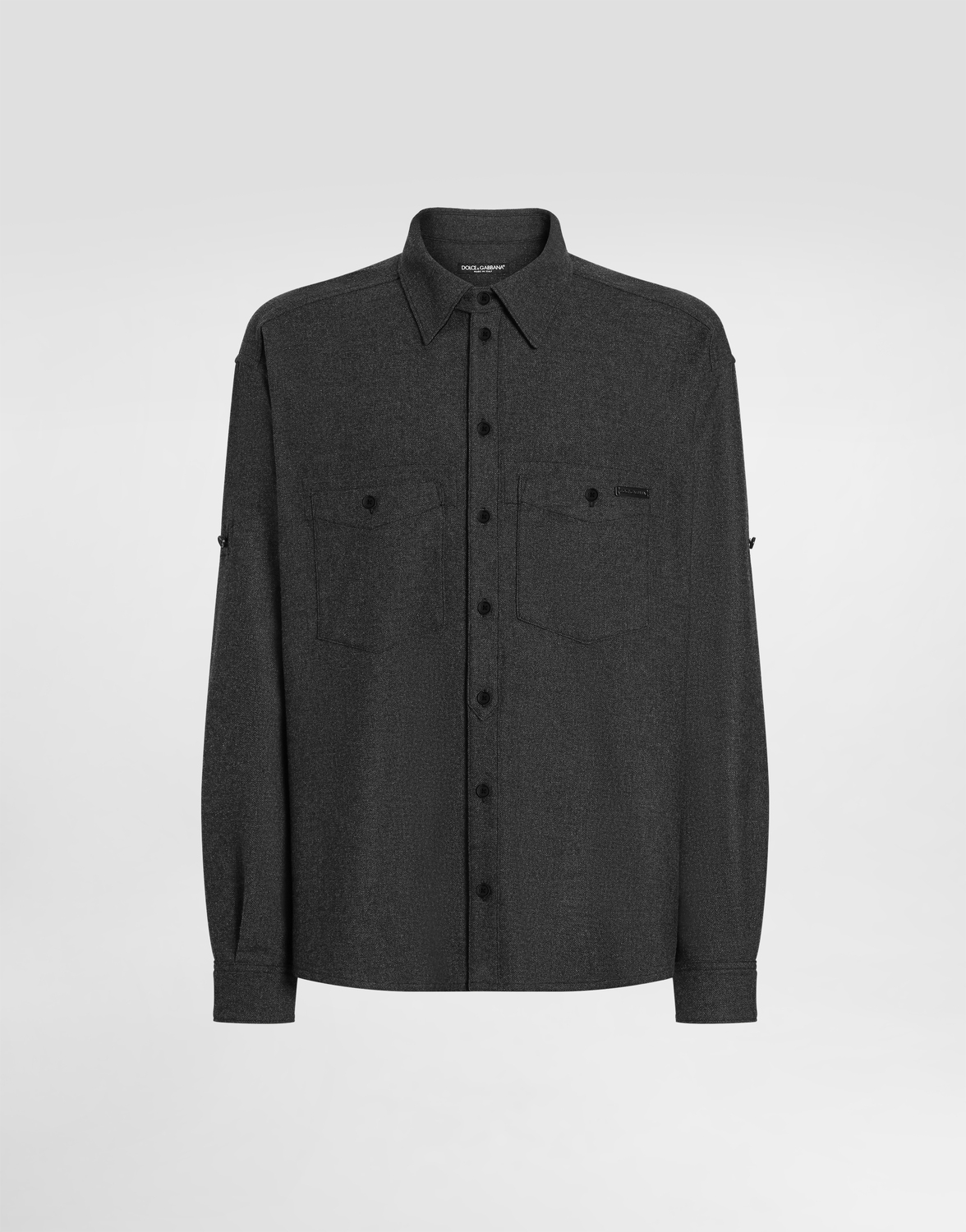 

Рубашка из меланжевой шерсти Dolce & Gabbana, серый