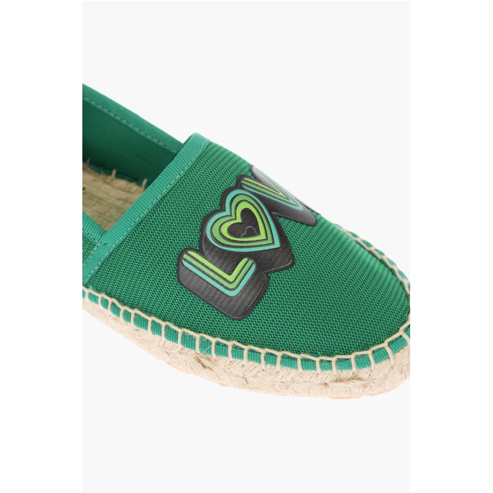 Эспадрильи LOVE из сетки с логотипом и подошвой из рафии Moschino, Green — фото 4