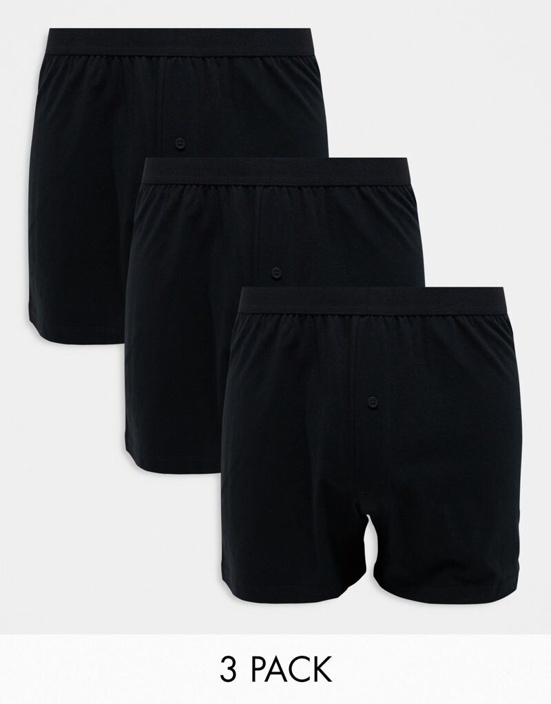 

Три пары черных боксеров из джерси ASOS DESIGN