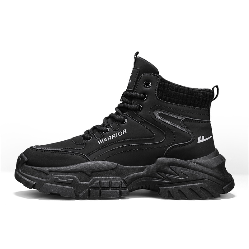 

Противоскользящие амортизирующие устойчивые к истиранию высокие повседневные ботинки Warrior черные для мужчин
