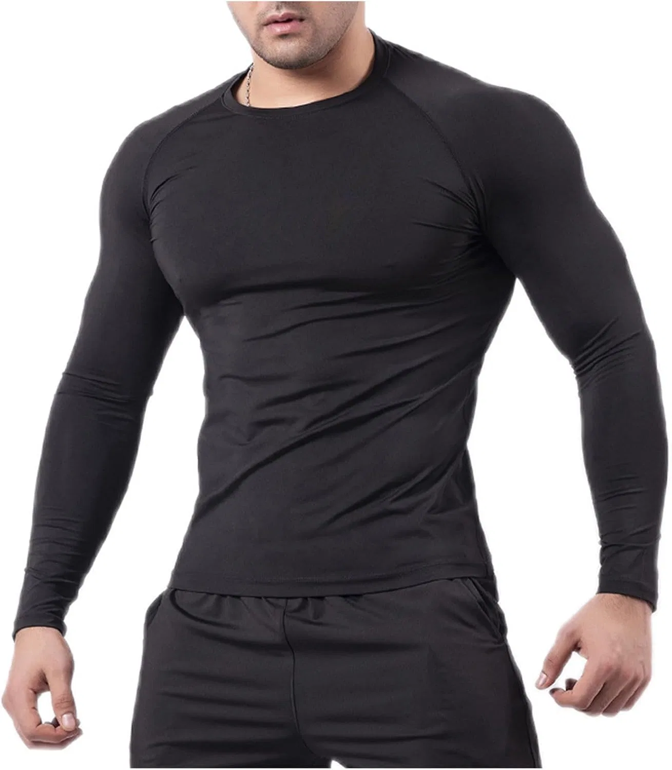 Компрессионная футболка с длинным рукавом для фитнеса, Athletic, Black — фото 2