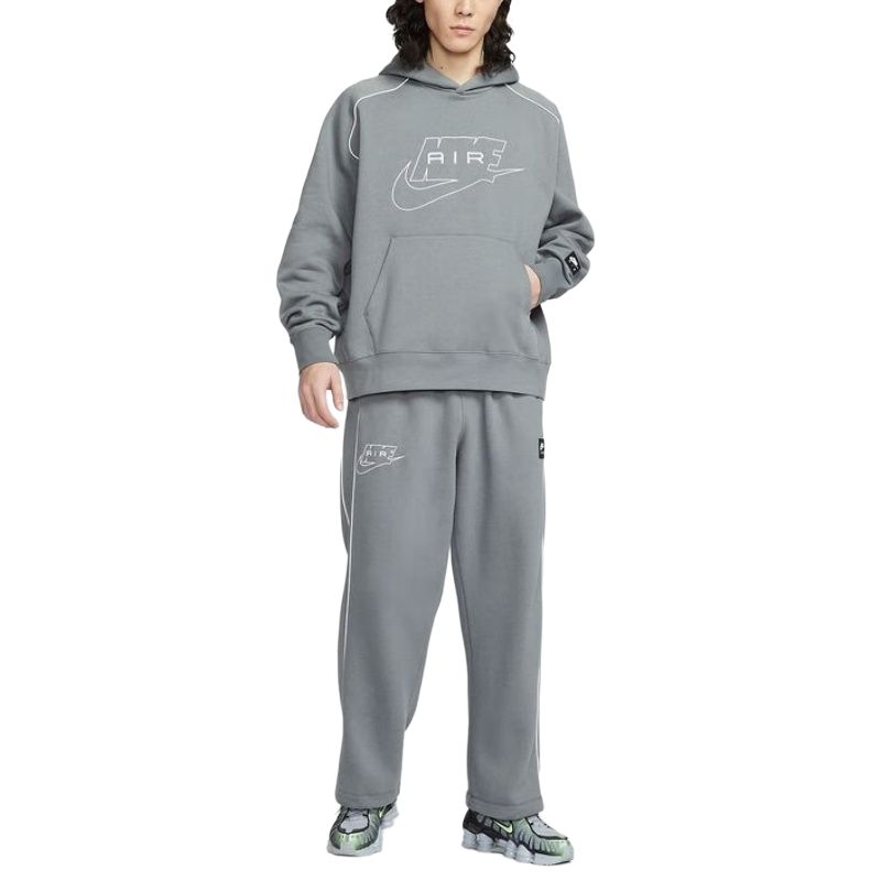 Nike Мужская толстовка Air Sweatshirts серого цвета с капюшоном, средней высоты — фото 4