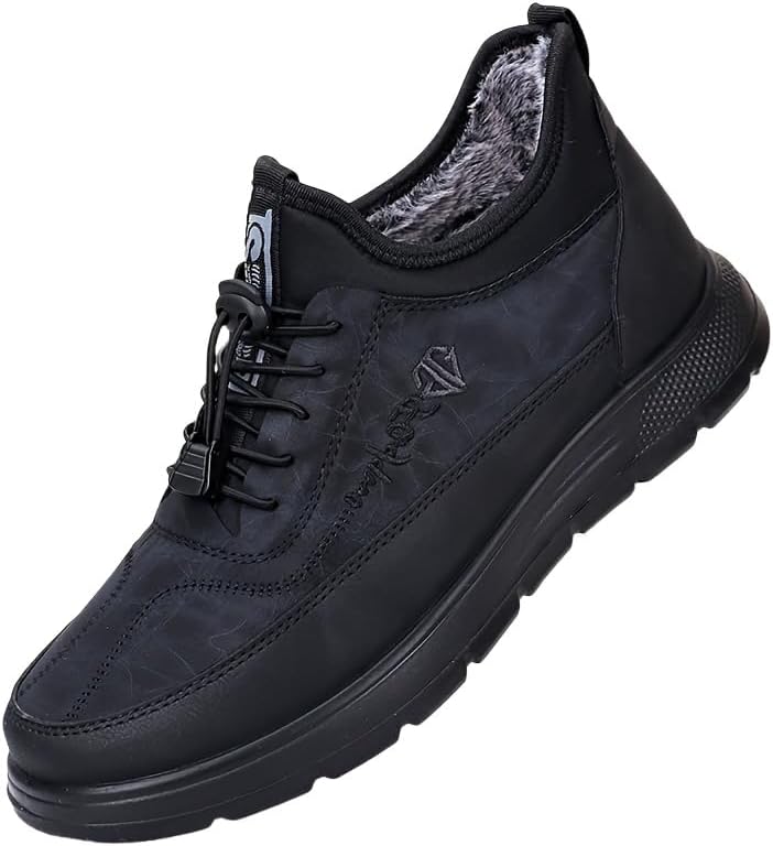 

Зимние мужские спортивные кроссовки - толстая подошва с противоскользящим и стойким к износу протектором - комфортная и мягкая подкладка - устойчивы к холодному ветру Clolinde, черный