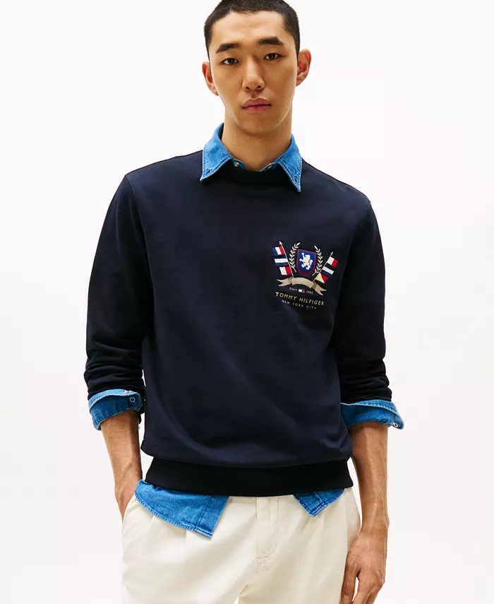 

Мужской свитшот с вышитым гербом Tommy Hilfiger, синий