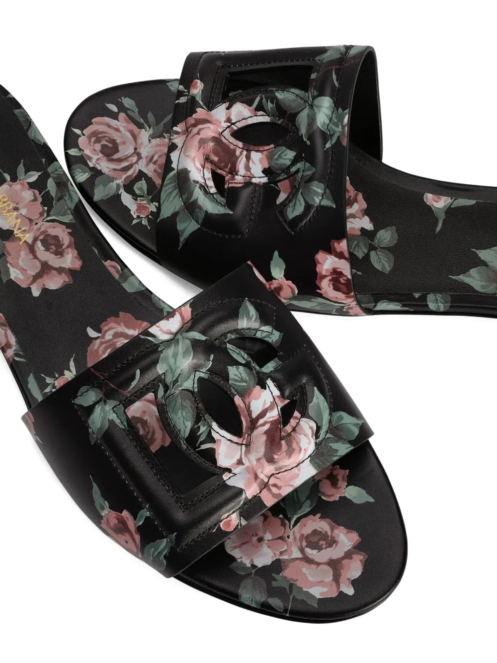 Шлепанцы с цветочным принтом Dolce & Gabbana, черный — фото 3