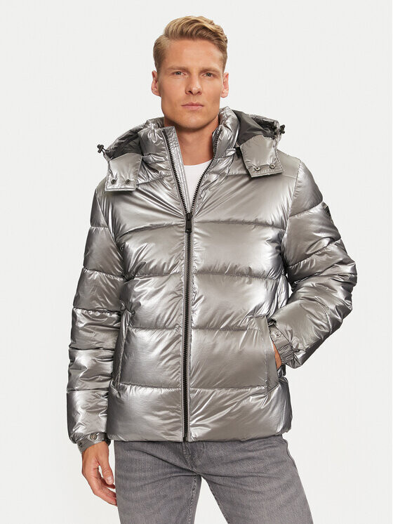 

Пуховик стандартного кроя Guess, серебряный