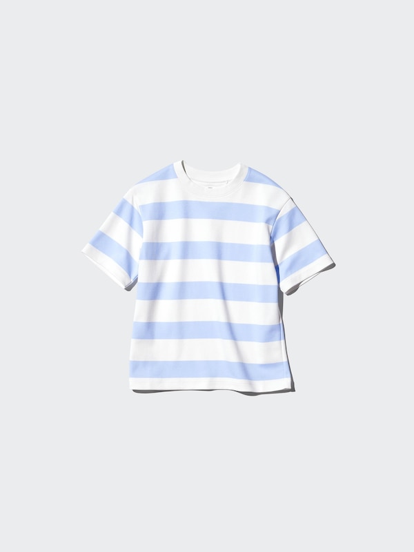Хлопковая футболка AIRism в полоску Uniqlo, 69 navy — фото 4