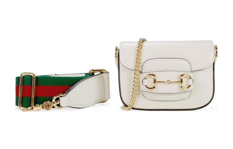 

Коньковая пряжка 1955 Кожаная сумка-мессенджер Седловая сумка Наплечная сумка, Мини-кроссбоди Женская Белая GUCCI
