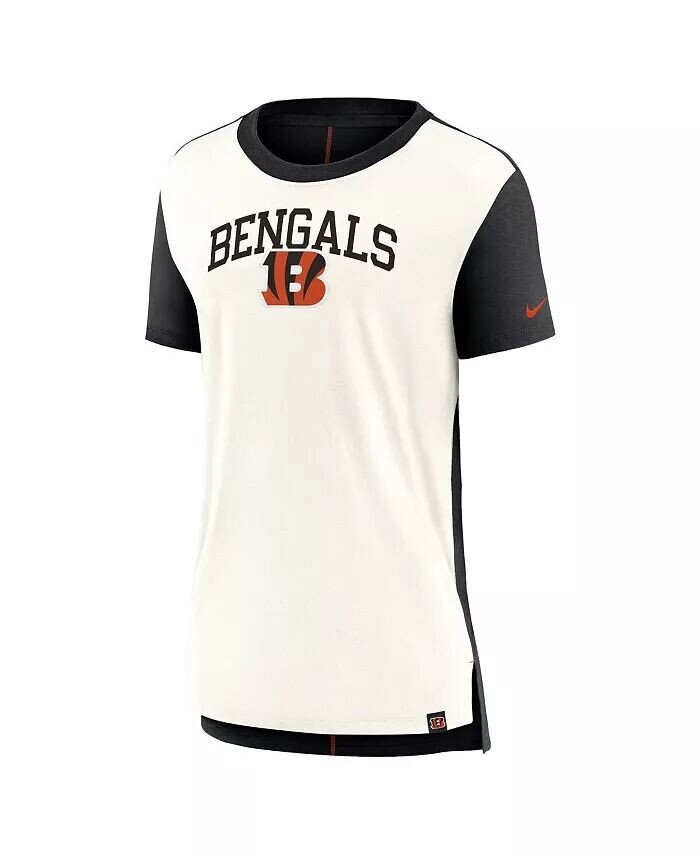 Женская кремово-черная футболка Cincinnati Bengals с надписью Tri-Blend Nike, черный — фото 3
