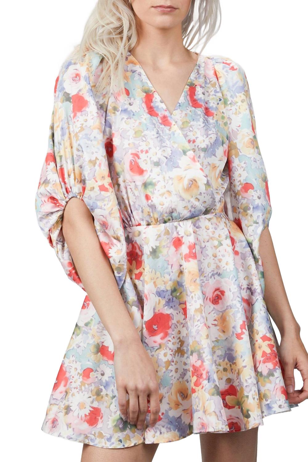 

Мини-платье с бантом в пастельном цветочном принте Art dealer., Pastel Flower Print