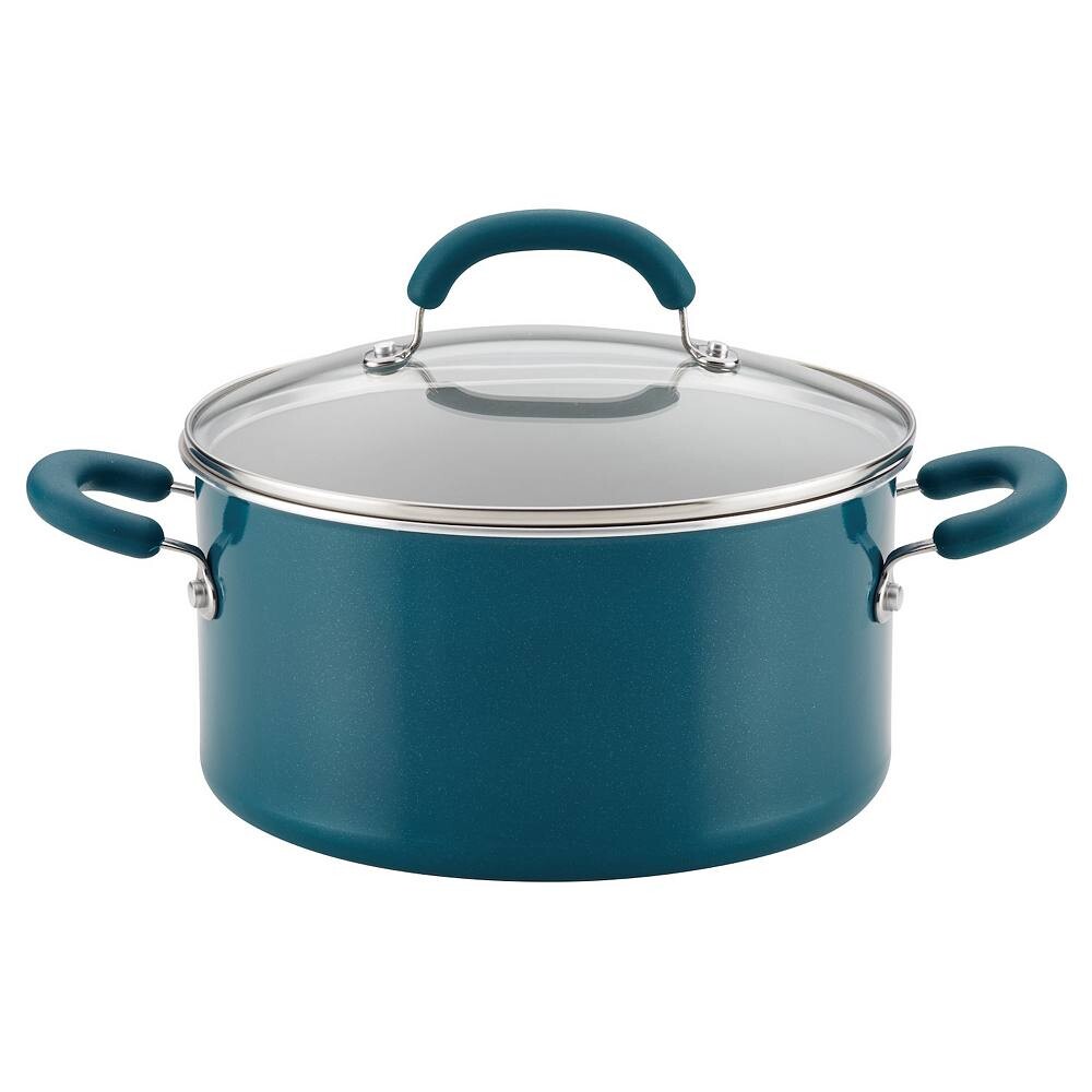 

Rachael Ray Create Delicious алюминиевая кастрюля с антипригарным покрытием на 6 литров, цвет Teal