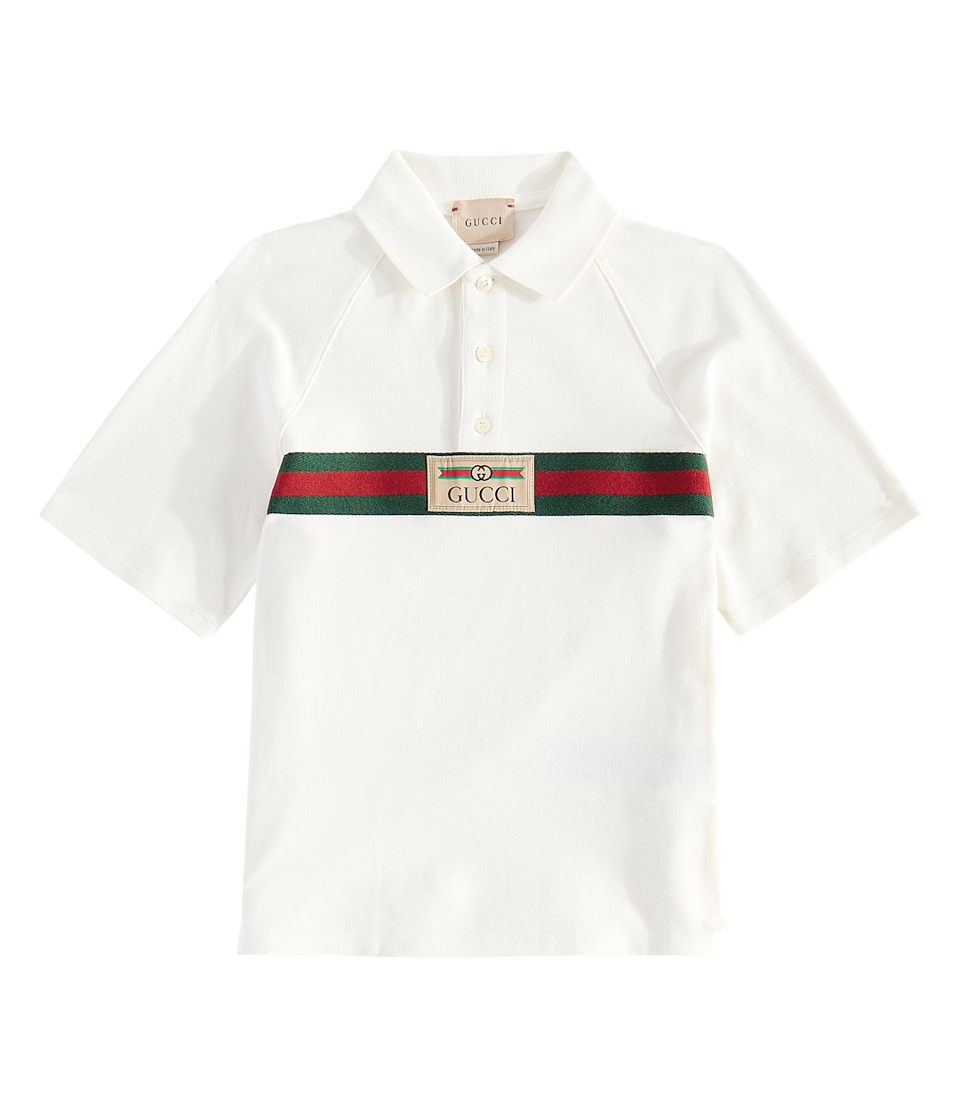

Хлопковая пике-поло с добавками Gucci Kids, Ivory/Mix