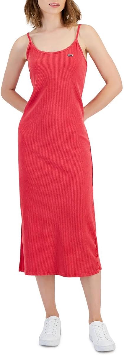 

Женское платье миди без рукавов Tommy Hilfiger с потертостями и рубчиком, Scarlet