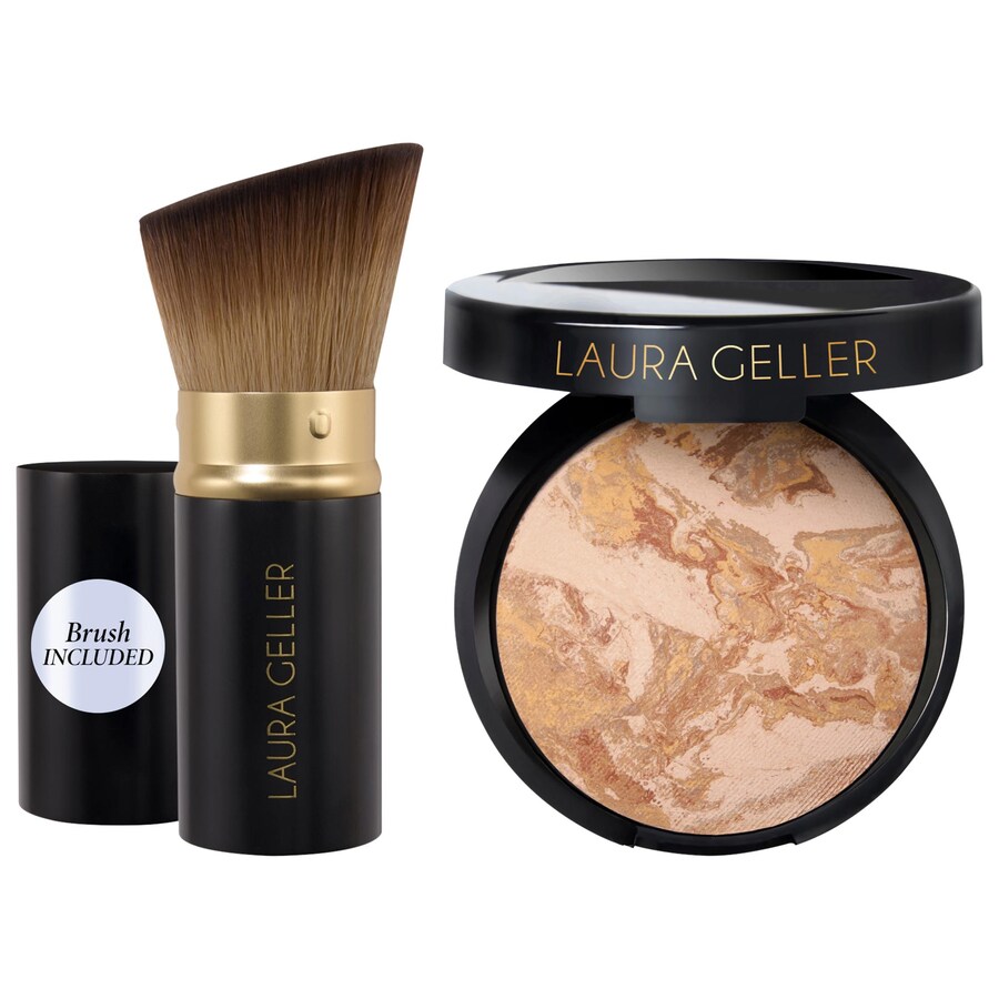 

Корректирующая запеченная пудра-основа Balance and Brighten + кисть кабуки Laura Geller, 0.32 oz/9 g, Medium