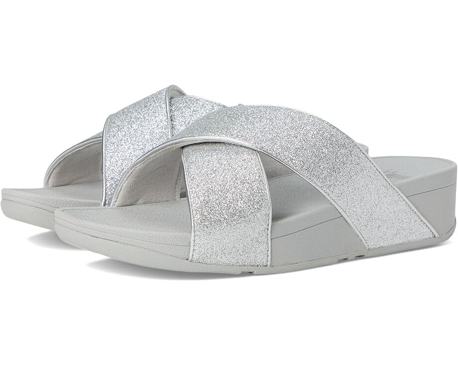 

Сандалии FitFlop Lulu Glitterdust Cross Slides, серебряный