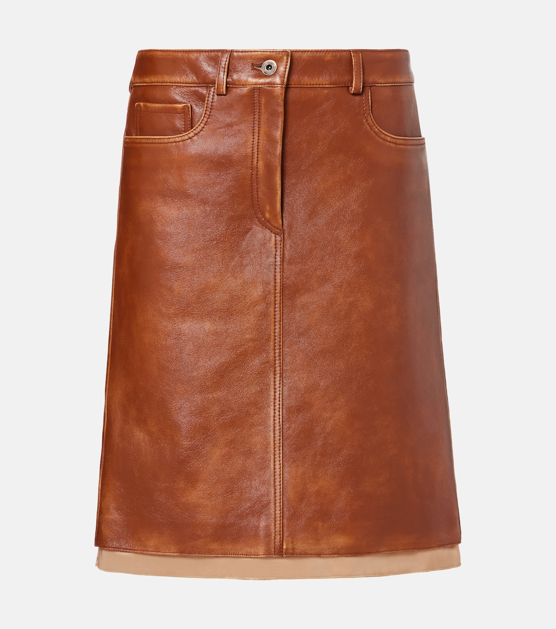 

Кожаная юбка миди Miu Miu, Brandy