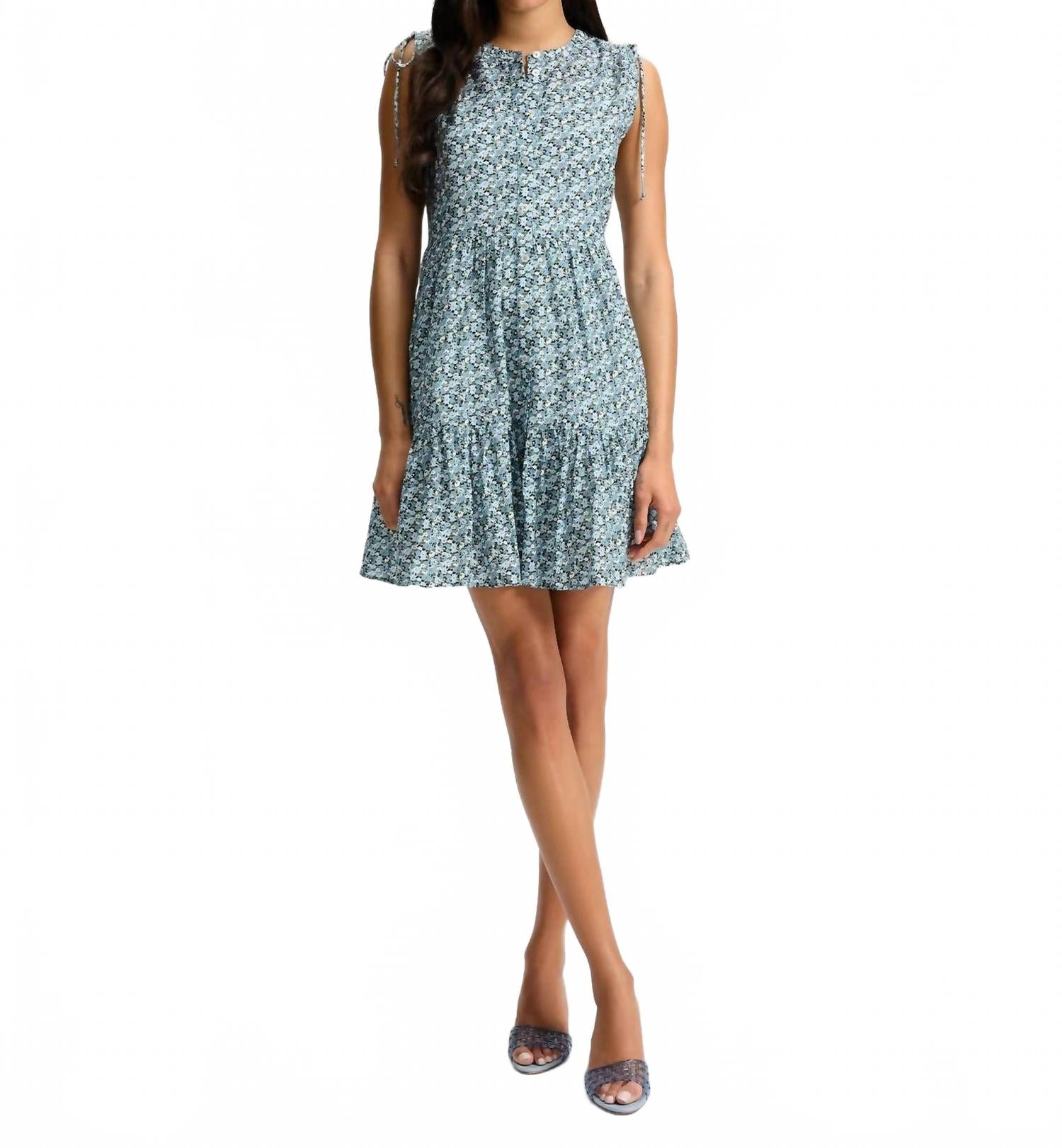 

Женское платье Yulianna с цветочным принтом в цвете туманное озеро Veronica Beard, мультиколор