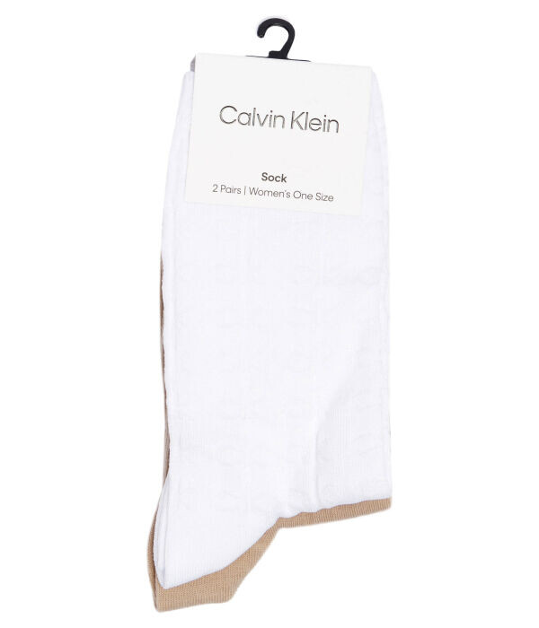 Носки женские Calvin Klein из вискозы 2 пары, белый/бежевый — фото 2