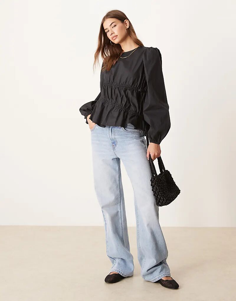 

Glamorous асимметричный лонгслив с длинными рукавами из поплина черного цвета