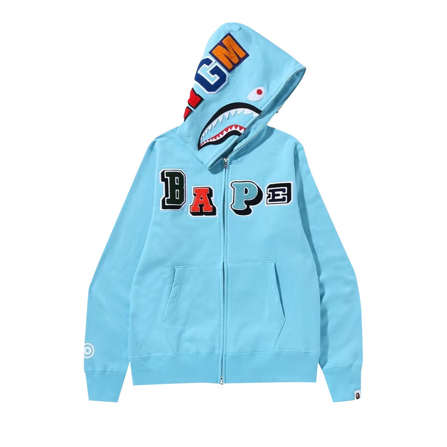 

Толстовка BAPE Multi Fonts Shark с молнией во всю длину, цвет Синий/Сакс