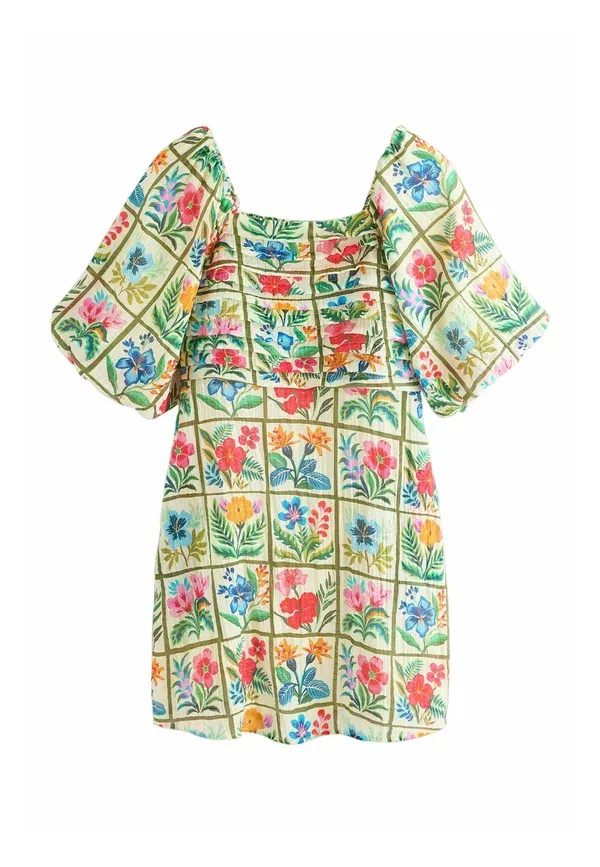 Платье мини Next, Tall fit puff sleeve mini occasion dress, красный цветочный принт — фото 4