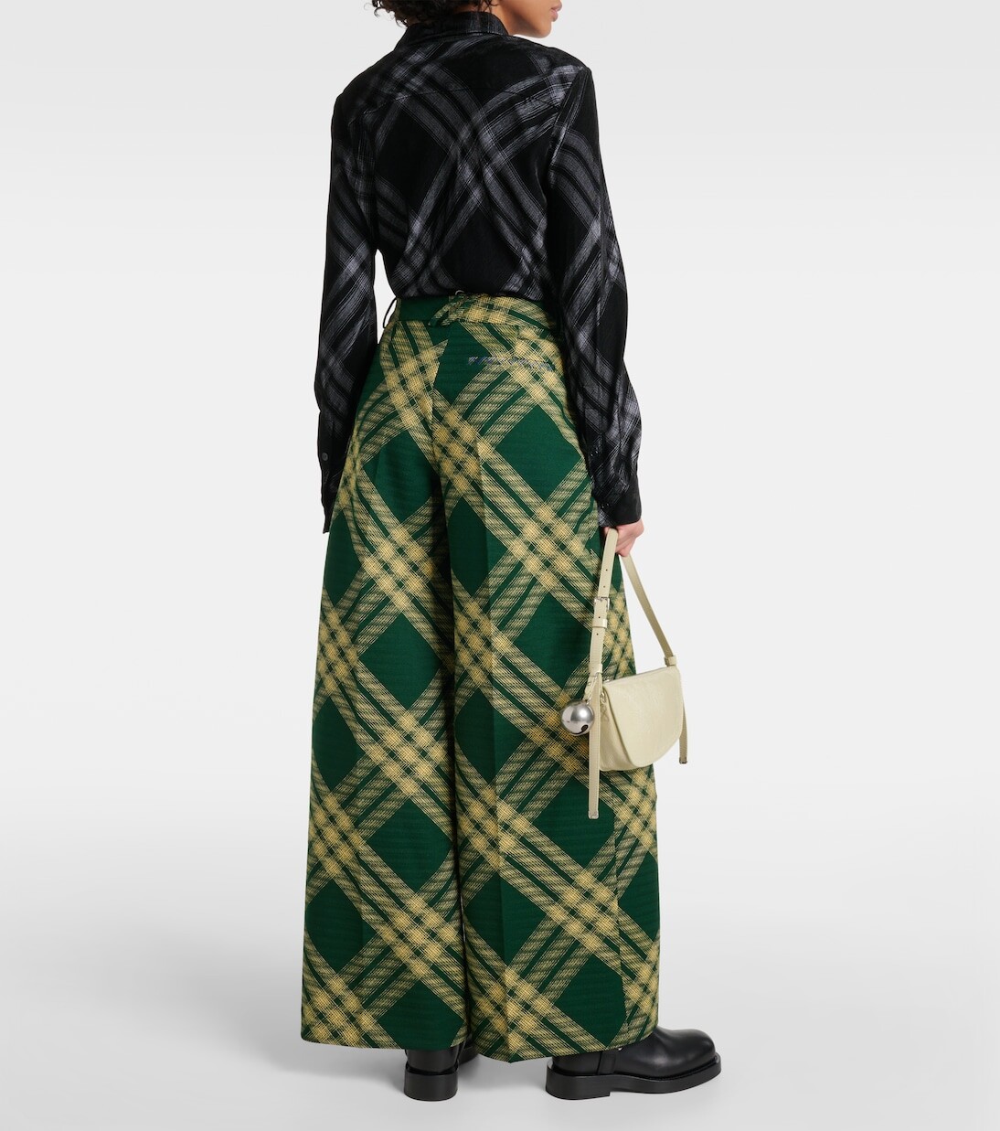 Брюки Burberry Шерстяной твил в клетку, широкие, мультиколор — фото 3