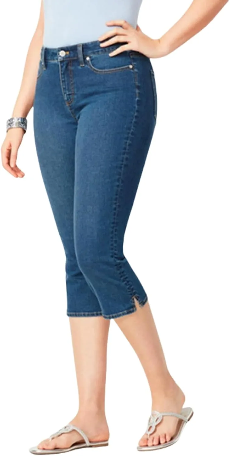 Женские джинсы капри Soft Denim, высокие, прямые, эластичные — фото 4