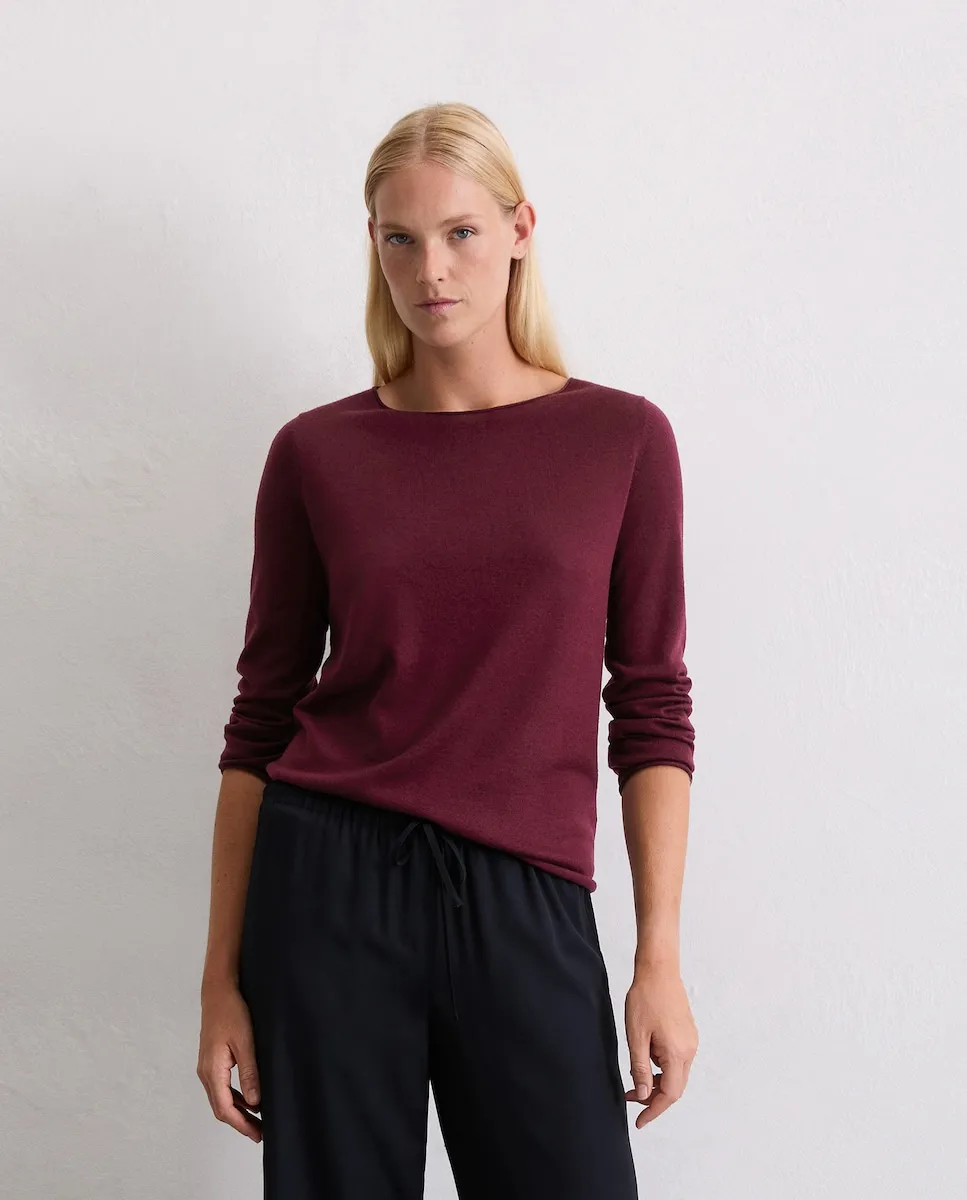 

Женский облегающий свитер из мягкой мериносовой шерсти MARC O'POLO, бордовый