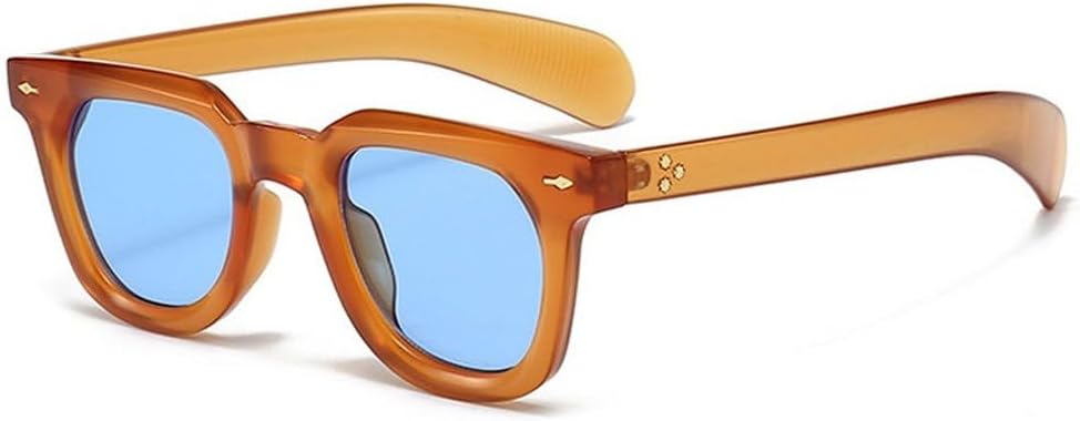 

Женские солнцезащитные очки маленького квадратного размера с заклепками, в стиле ретро-панк, мужские желто-синие солнцезащитные очки с защитой от УФ-излучения UV400 SKFGNX, Orange Blue