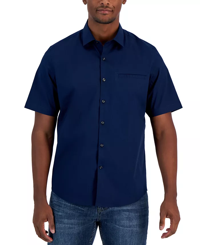 

Мужская классическая рубашка Modern Classic-Fit Stretch Solid Button-Down Alfani, синий