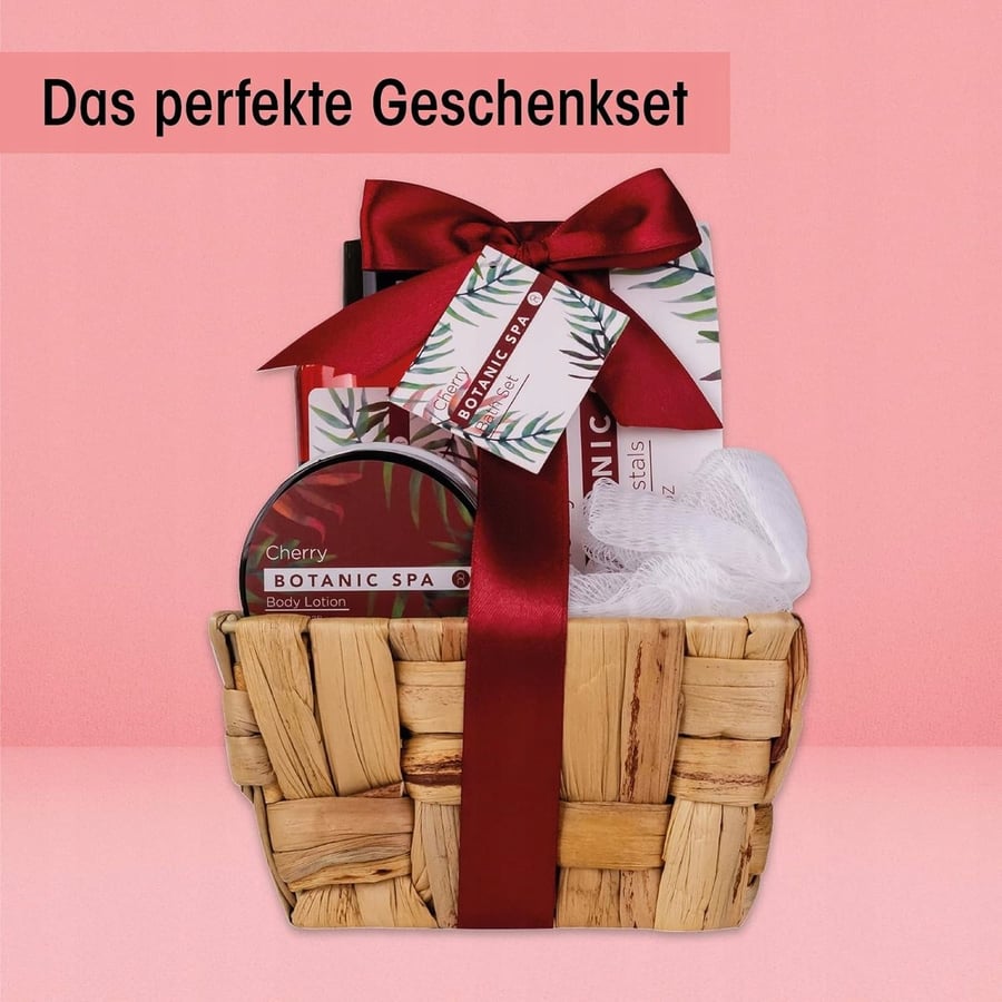 ПОДАРОЧНЫЙ НАБОР CHERRY SPA В КОРЗИНЕ ДЛЯ ЖЕНЩИН ИЗ 5 ПРЕДМЕТОВ ДЕКОРАТИВНАЯ КОРЗИНА Inna marka — фото 4