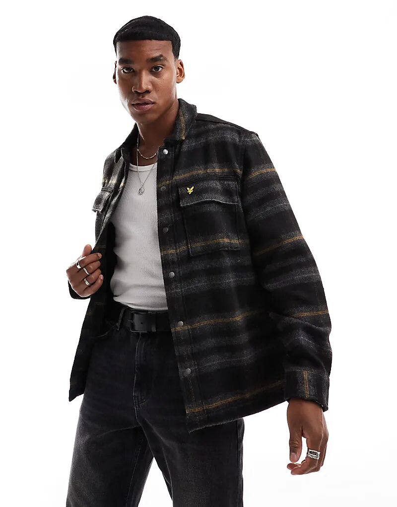 

Верхняя рубашка из чесаной шотландки черного цвета Lyle & Scott