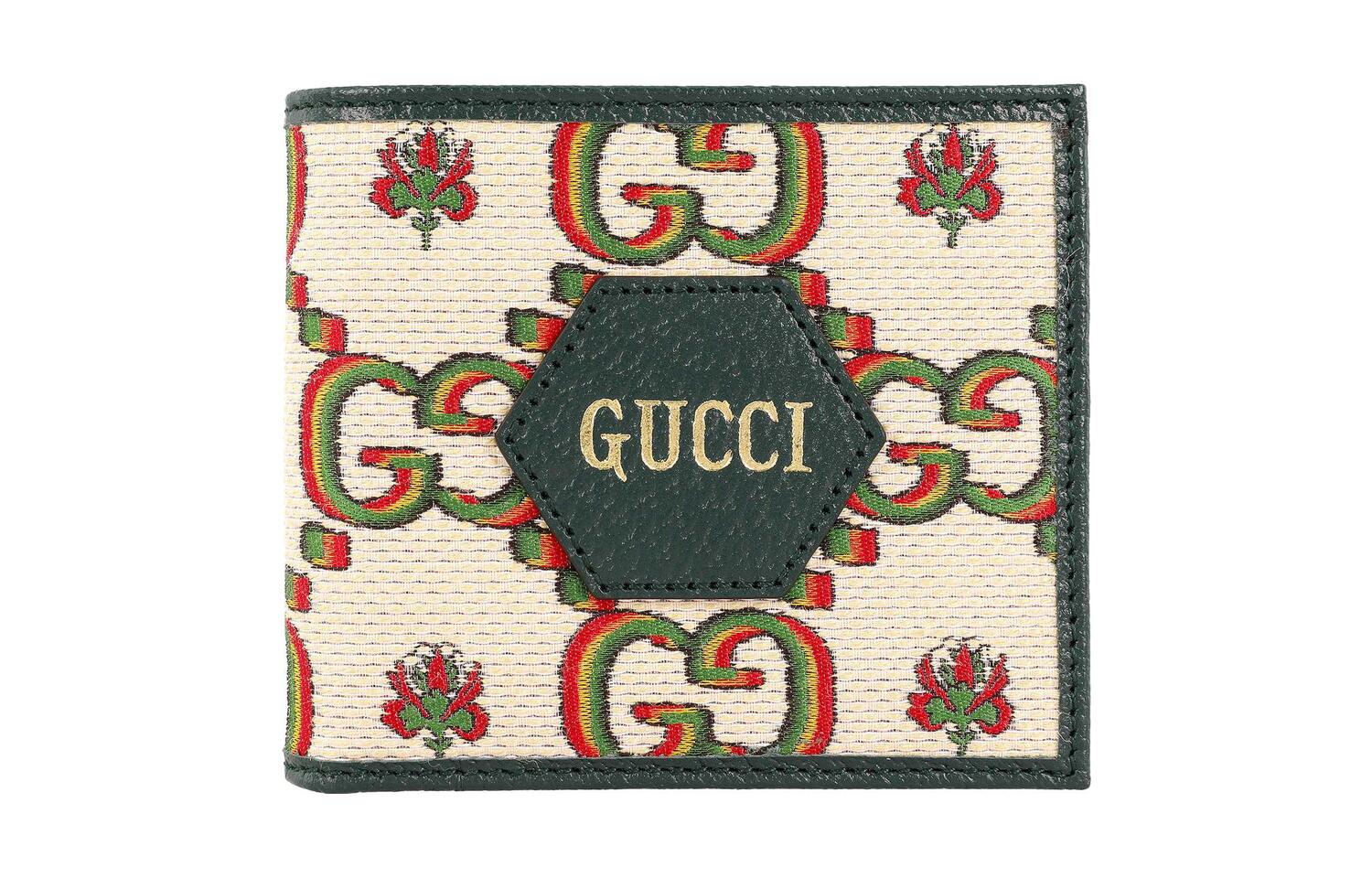 

GUCCI Кожаный мужской бумажник бежево-зелёный