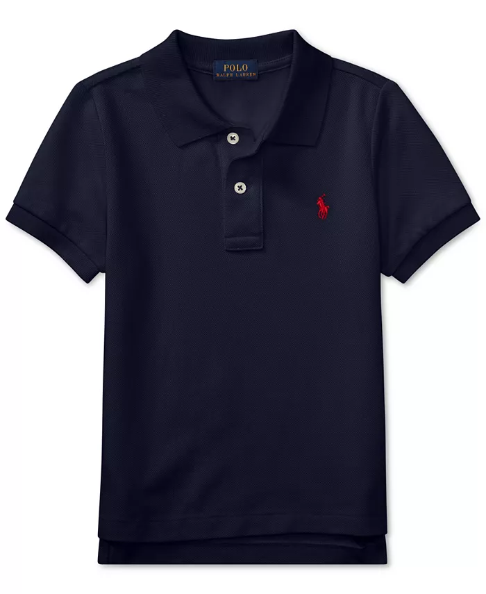 Детская и мальчиковая хлопковая поло с сетчатой тканью Polo Ralph Lauren, синий — фото 2