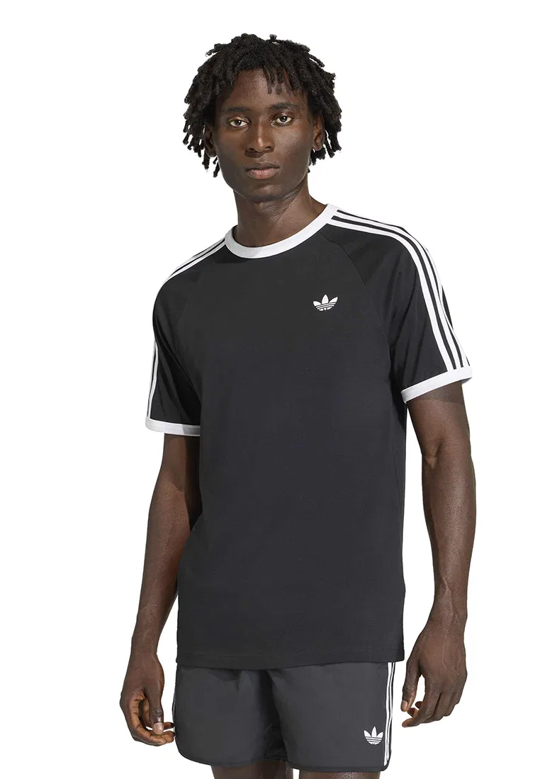 Футболка с тремя полосками, короткий рукав, adidas, черный