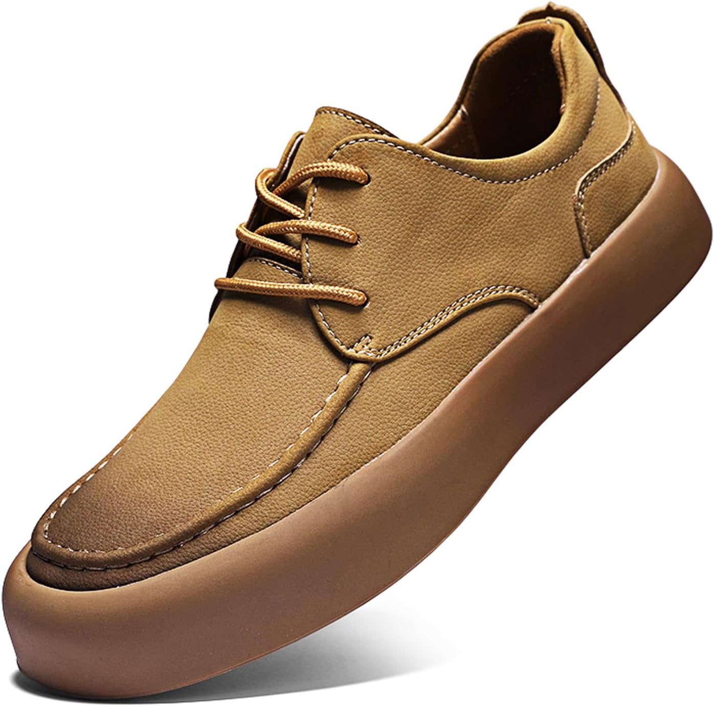 

Мужские туфли-лоаферы на плоской подошве из натуральной кожи с шнуровкой, формальные оксфорды, модные с круглым носком, ручной работы, повседневные деловые туфли для работы, прогулок на улице и вождения Generic, желтый