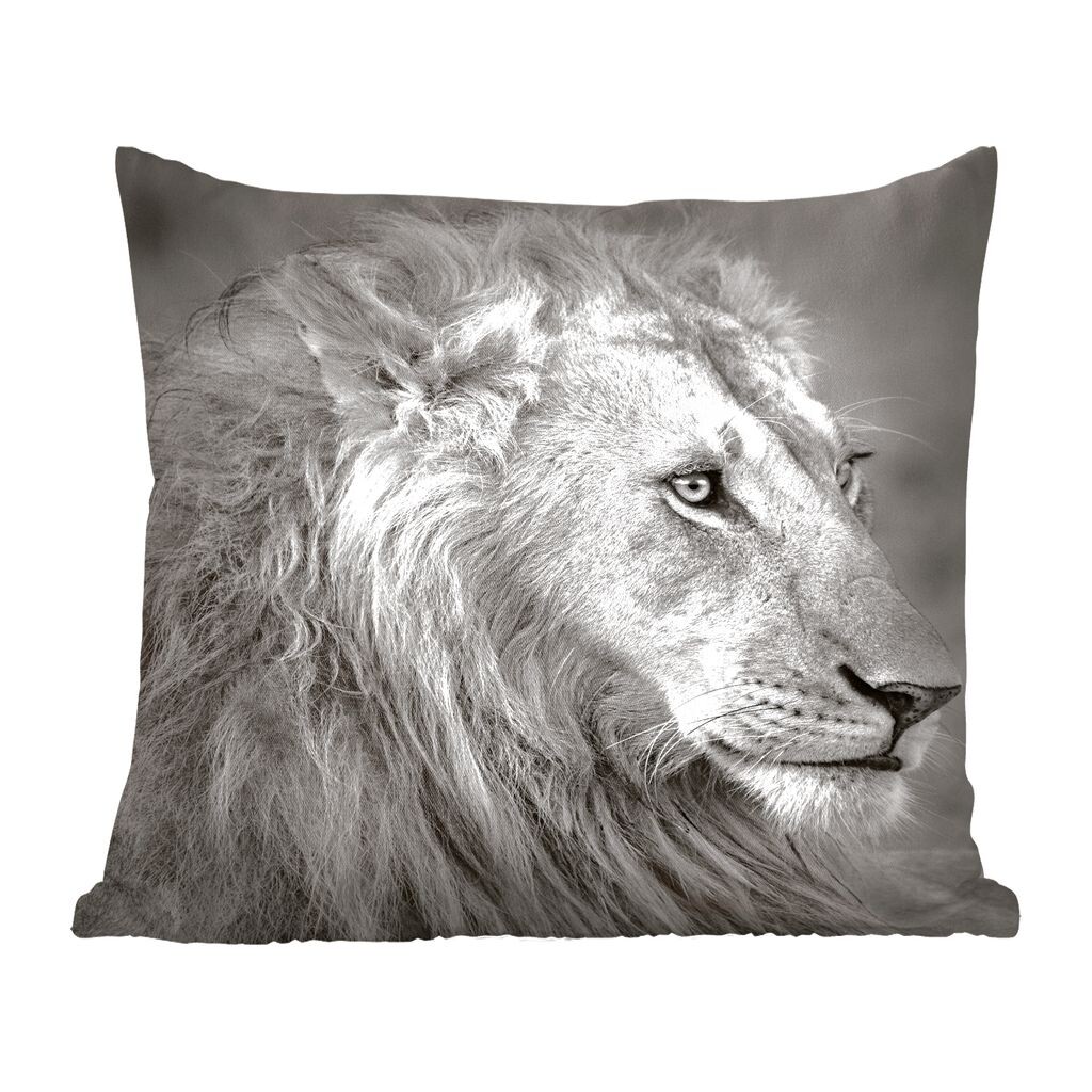 

MuchoWow Lion в черно-белом цвете - Кенийский лев - 40x40 см - чехлы на диванные подушки - без наполнителя