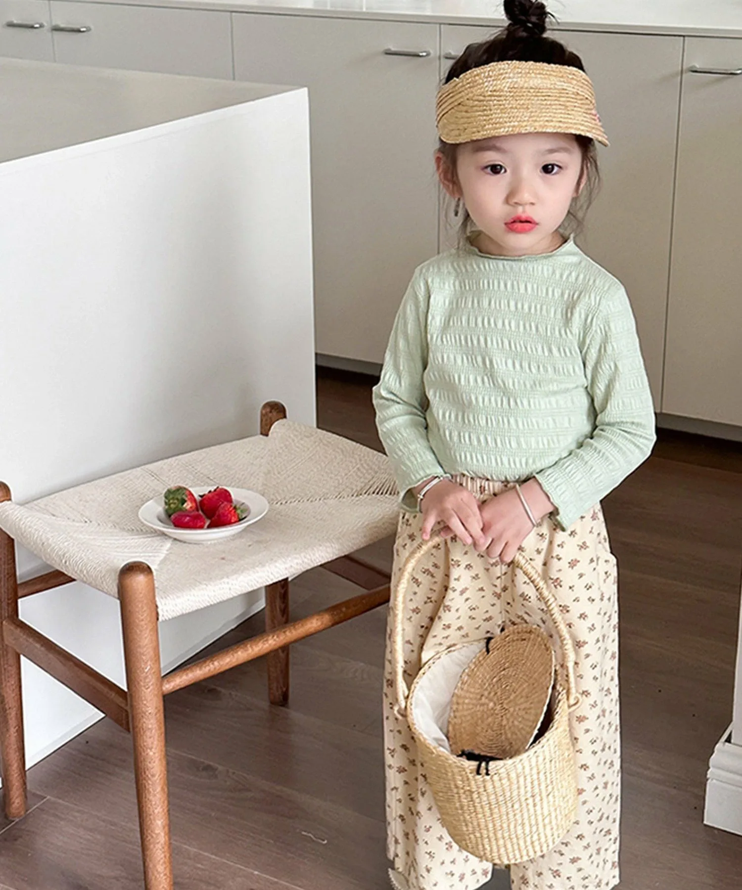 Мятая блузка с длинными рукавами Aimoha Kids, green — фото 4