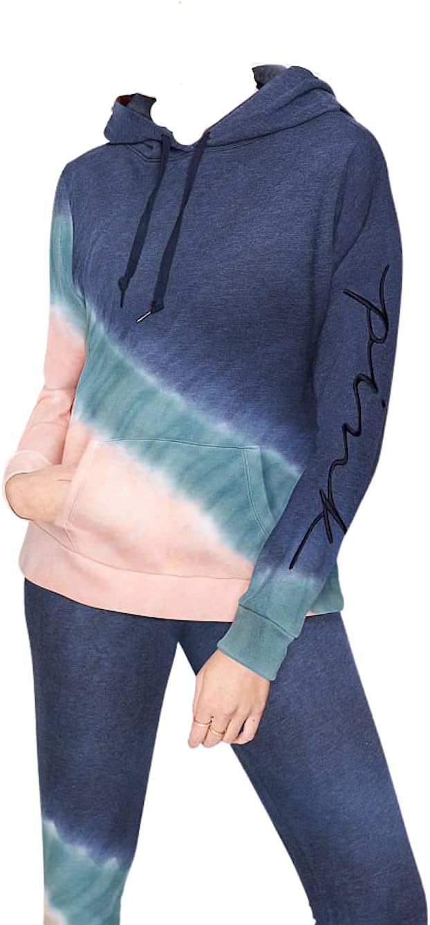 Розовый повседневный худи Campus Pullover Sweatshirt Multi Color Tie Dye размер Victoria's Secret — фото 2