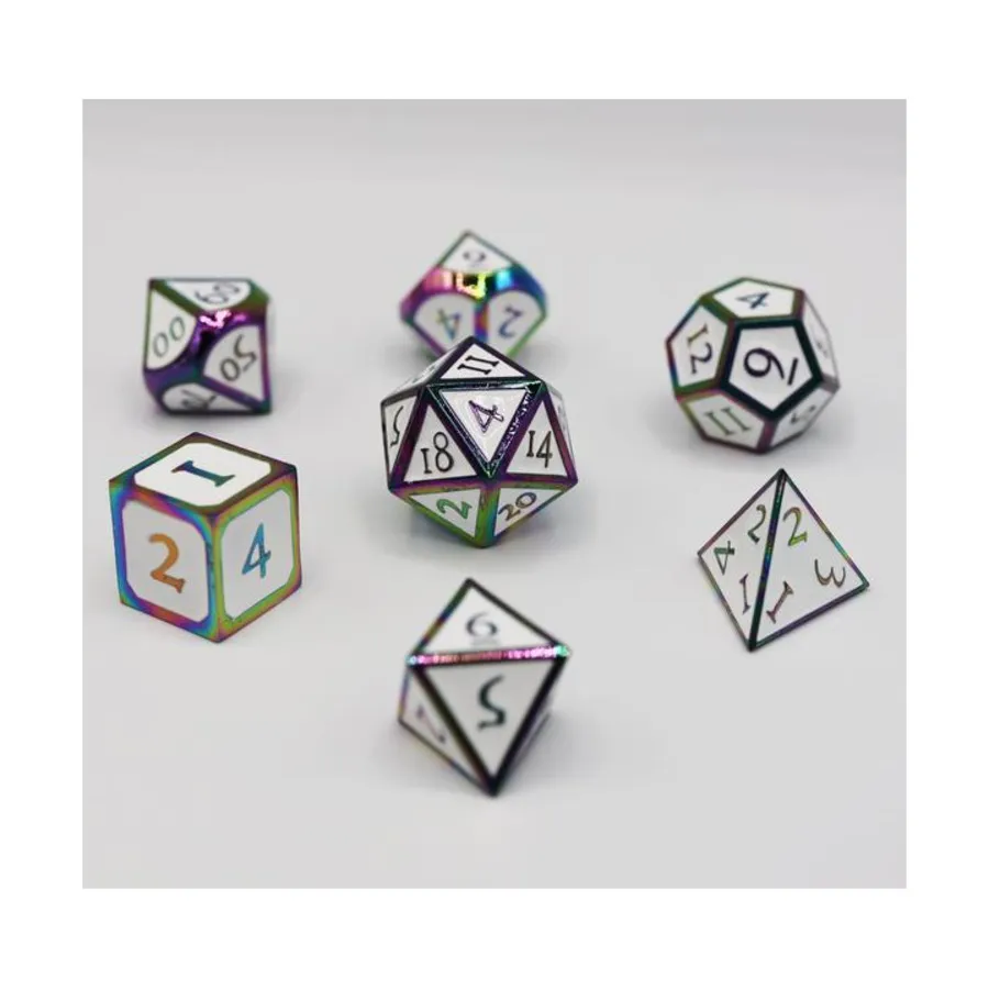 

Набор Poly — жженый опал с белым (7), Dice Sets - Metal (Foam Brain Games)