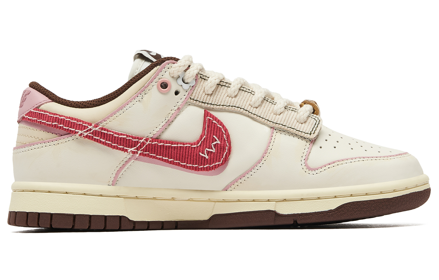 Nike Dunk 'Surfaces In Brown And Sail' Женские противоскользящие износостойкие низкие скейтерские кроссовки Розовый Белый — фото 3