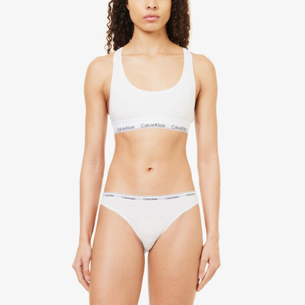 Современные трусы из эластичного хлопка с фирменным поясом Calvin Klein, белый — фото 2