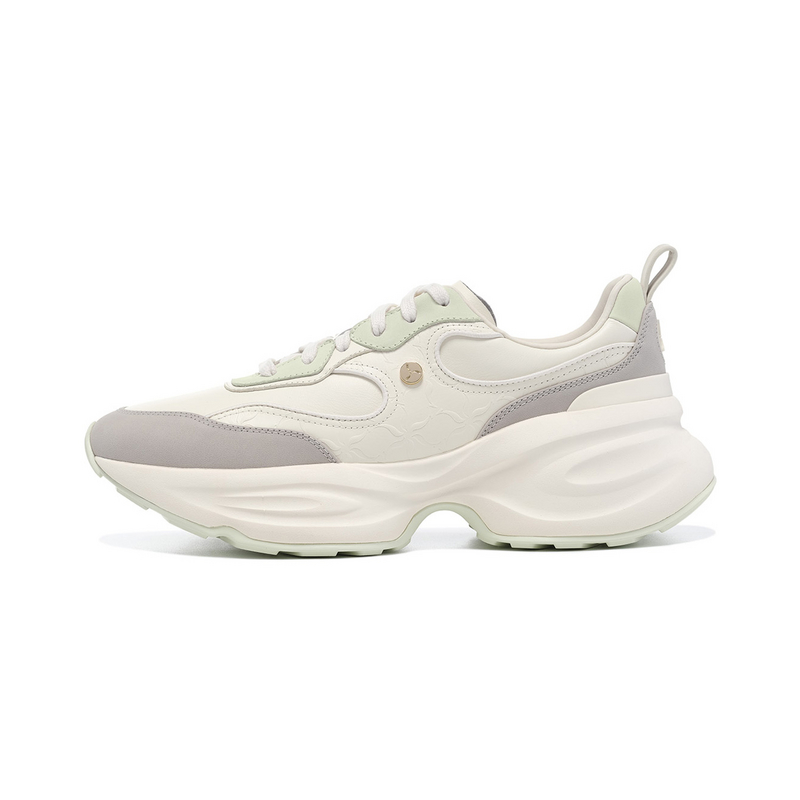 LI-NING 1990 Кроссовки Classic Collection с низкой амортизацией, износостойкие, женские, повседневные, белые, зеленые