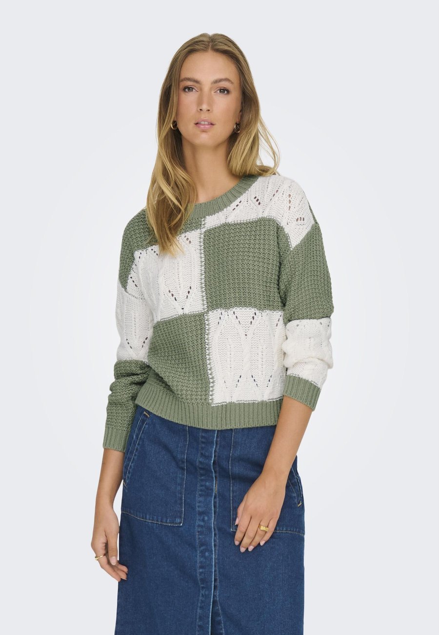 

Джемпер JDY JDYJUSTY L/S MIX STRUC NOOS, Sea Spray Detail:Cloud Dancer/Green