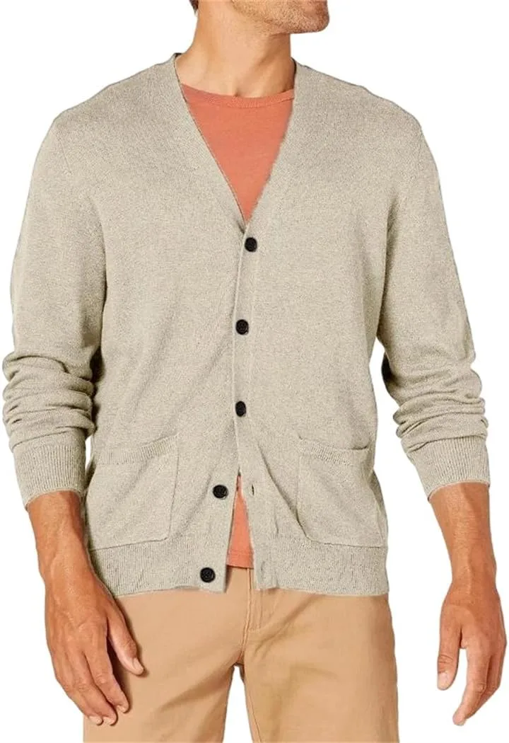 

Мужской кардиган V-образного выреза с длинными рукавами и карманами