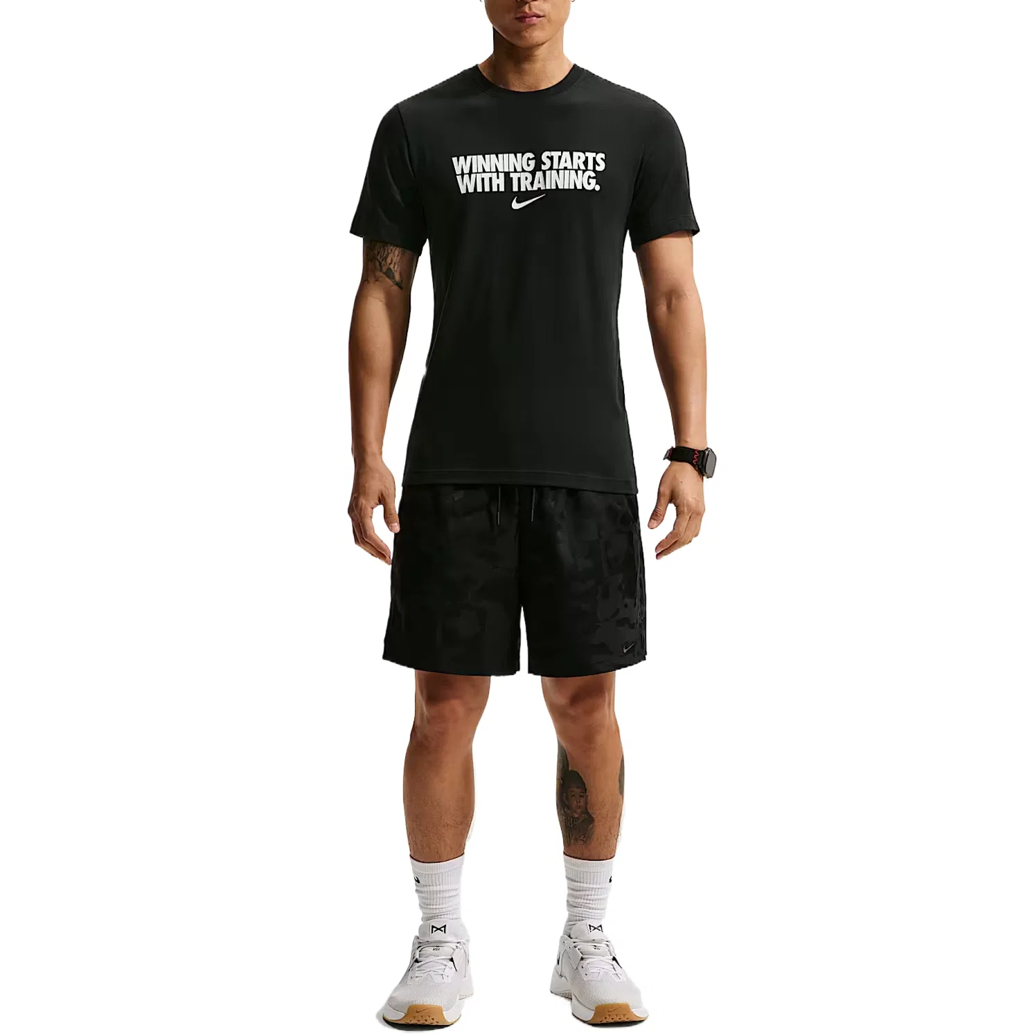Футболка Dri Fit мужская, черная, с круглым вырезом, средней прямой посадки Nike, Black
