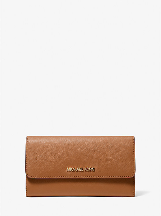 

Кошелек Jet set travel из кожи с перекрестной текстурой, тройного сложения Michael Kors, коричневый